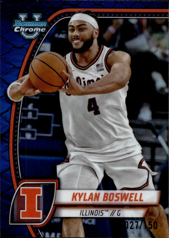 2025 Kylan Boswell Topps Bowman Chrome University STEALTH REFRACTOR Illinois Fighting Illini #78