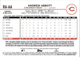 2024 Andrew Abbott Topps Chrome ROOKIE AUTO AUTOGRAPH #RA-AA Cincinnati Reds