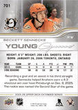 2025-26 Beckett Sennecke Upper Deck Extended YOUNG GUNS ROOKIE RC #701 Anaheim Ducks