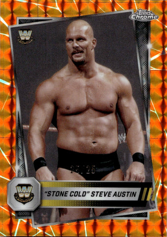 2025 "Stone Cold" Steve Austin Topps Chrome WWE ORANGE GEOMETRIC REFRACTOR 25/25 #6 WWE Legend
