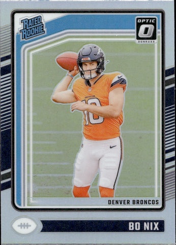 2024 Bo Nix Donruss Optic HOLO SILVER RATED ROOKIE RC #209 Denver Broncos