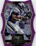 2016 Adrian Peterson Panini Select PURPLE PRIZM DIE CUT 16/75 #123 Minnesota Vikings