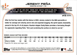 2022 Jeremy Pena Topps Update SP IMAGE VARIATION ROOKIE RC #US253.2 Houston Astros