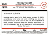 2024 Andrew Abbott Topps Update Series ORANGE FOIL ROOKIE 249/299 RC #US304 Cincinnati Reds