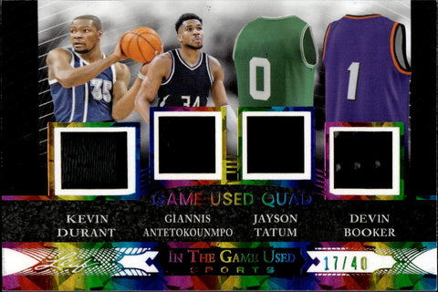 2024 Durant Giannis Tatum Booker Leaf In the Game Used QUAD JERSEY 17/40 Rockets Bucks Celtics Suns #GUMQ-5