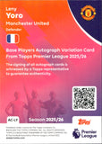 2025-26 Leny Yoro Autograph Topps Premier League #AC-LY FOIL AUTO MANCHESTER UNITED