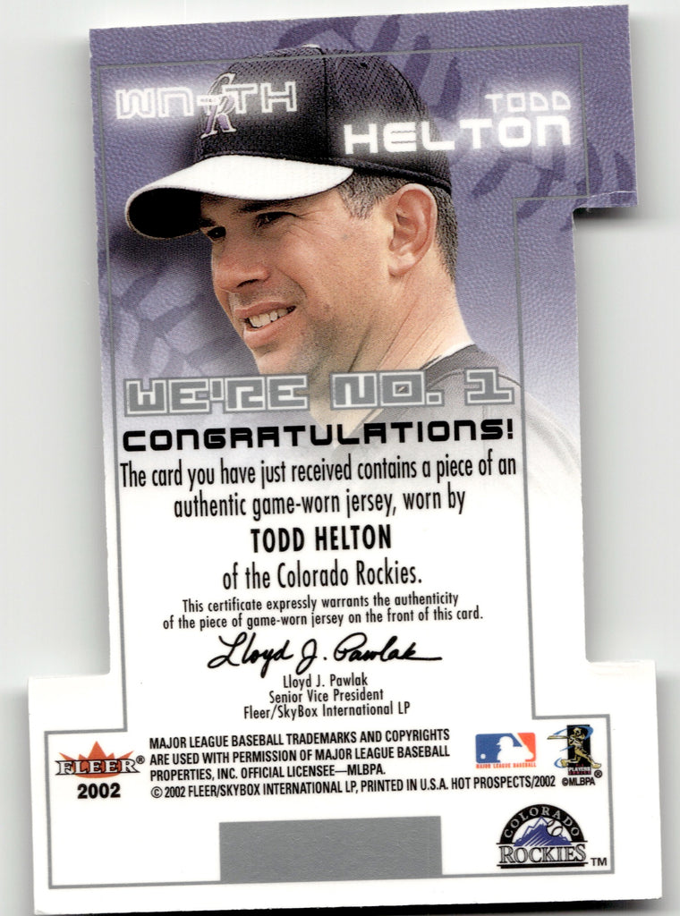 2002 Fleer Platinum Todd Helton Game Used Jersey Autograph