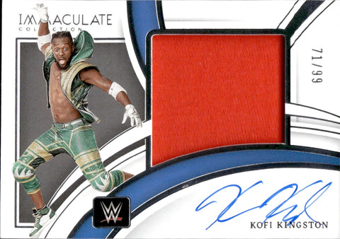 2022 Kofi Kingston Panini Immaculate Collection WWE JUMBO SHIRT AUTO 71/99 AUTOGRAPH RELIC #PM-KKG Friday Night Smackdown
