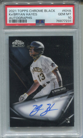 2021 Ke'Bryan Hayes Topps Chrome Black ROOKIE AUTO AUTOGRAPH RC PSA 10 #KHA Pittsburgh Pirates 7231