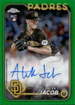 2024 Alek Jacob Topps Chrome ROOKIE GREEN REFRACTOR AUTO 38/99 AUTOGRAPH RC #RA-AJ San Diego Padres