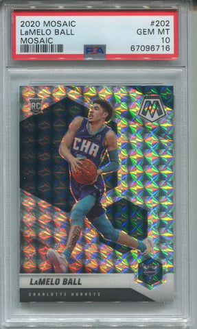 2020-21 LaMelo Ball Panini Mosaic ROOKIE RC PSA 10 #202 Charlotte Hornets 6716