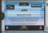 2024 Braelon Allen Panini One ROOKIE FRANCHISE FUTURE FABRICS JUMBO PATCH AUTO 24/99 AUTOGRAPH RELIC RC #85 New York Jets