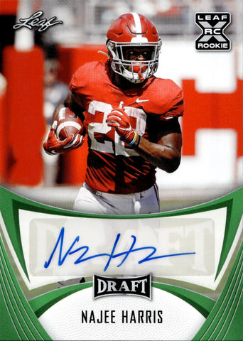 2021 Najee Harris Leaf Draft GREEN ROOKIE AUTO AUTOGRAPH #BA-NH1 Pittsburgh Steelers