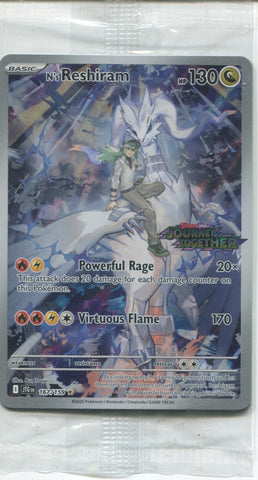 Pokemon SEALED N's Reshiram 167/159 Journey Together Box Topper Stamped PROMO