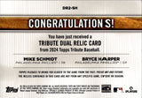 2024 Bryce Harper Mike Schmidt Topps Tribute BLUE FOIL DUAL BAT 118/150 RELIC #DR2-SH Philadelphia Phillies