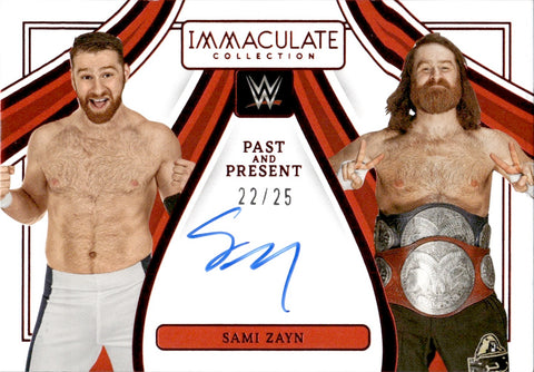 2023 Sami Zayn Panini Immaculate Collection RUBY RED PAST & PRESENT AUTO 22/25 AUTOGRAPH #PP-SZN Monday Night Raw