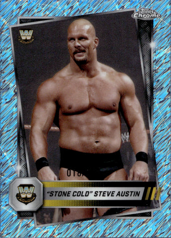 2025 "Stone Cold" Steve Austin Topps Chrome WWE AQUA SHIMMER REFRACTOR 018/199 #6 WWE Legend