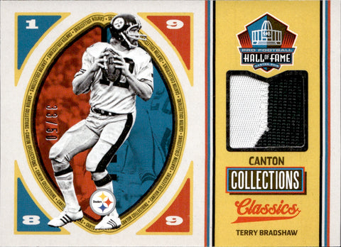 2017 Terry Bradshaw Panini Classics CANTON COLLECTIONS PATCH 33/50 RELIC #HOF-TB Pittsburgh Steelers HOF