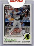 2022 CJ Abrams Topps Heritage REAL ONE RED INK ROOKIE AUTO 51/73 AUTOGRAPH RC #ROA-CJA Washington Nationals