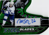 2025 Martin St. Louis Leaf Metal Legends Hockey STEEL BLADES DIE CUT GREEN SHIMMER AUTO 1/3 AUTOGRAPH #SB-MSL Tampa Bay Lightning
