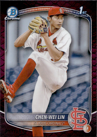 2025 Chen-Wei Lin Bowman Chrome PROSPECTS PURPLE 1ST BOWMAN 057/199 #BCP-141 St. Louis Cardinals