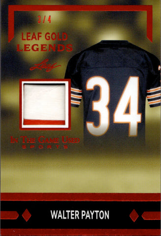 2024 Walter Payton Leaf In the Game Used RED LEAF GOLD LEGENDS PATCH 3/4 RELIC #LGL-19 Chicago Bears HOF