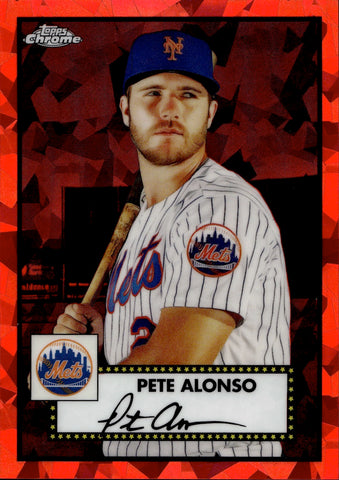 2021 Pete Alonso Topps Chrome Platinum Anniversary RED ATOMIC REFRACTOR 50/100 New York Mets #143