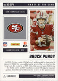 2024 Brock Purdy Panini Luminance SP NAMES OF THE GAME #NG-BPY San Francisco 49ers