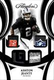 2025 Ashton Jeanty Panini Flawless ROOKIE SHOWCASE BLACK QUAD LAURNDY TAG 1/3 RELIC RC #RS-AJY Las Vegas Raiders