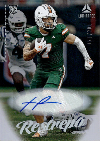 2025 Xavier Restrepo Panini Luminance ROOKIE AUTO 121/700 AUTOGRAPH RC #125 Tennessee Titans