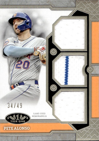 2024 Pete Alonso Topps Tier One TRIPLE JERSEY 34/49 RELIC #T1R-PA New York Mets