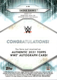 2021 Sasha Banks Topps WWE Green Authentic Autograph Auto 82/99 #A-SB Monday Night Raw NXT