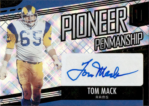 2019 Tom Mack Panini Unparalleled PIONEER PENMANSHIP AUTO 75/99 AUTOGRAPH #PP-TM Los Angeles Rams HOF