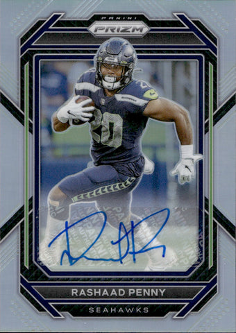 2022 Rashaad Penny Panini Prizm HOLO SILVER AUTO AUTOGRAPH #255 Seattle Seahawks