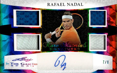 2024 Rafael Nadal Leaf In the Game Used RARE MATERIALS SIGNATURES RELIC AUTO 7/8 #RMS-RN1