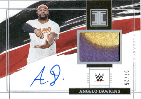 2022 Angelo Dawkins Panini Impeccable WWE HOLO SILVER ELEGANCE SHIRT AUTO 07/25 AUTOGRAPH RELIC #EM-ADK Monday Night Raw