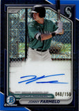 2024 Jonny Farmelo Bowman Chrome Mega Box BLUE REFRACTOR AUTO 048/150 AUTOGRAPH #BMA-JF Seattle Mariners