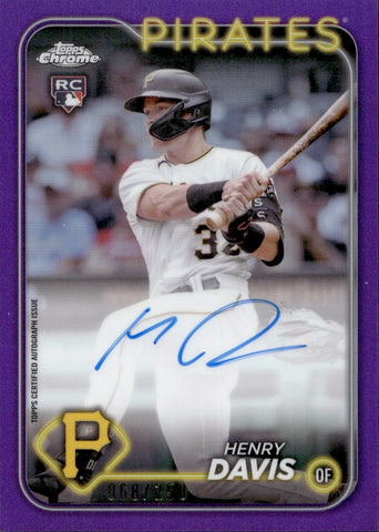 2024 Henry Davis Topps Chrome ROOKIE PURPLE REFRACTOR AUTO 068/250 AUTOGRAPH RC #RA-HAD Pittsburgh Pirates