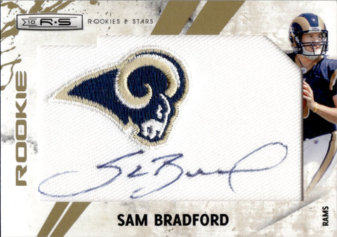 2010 Sam Bradford Panini Rookies & Stars TEAM LOGO ROOKIE AUTO 106/202 AUTOGRAPH RC #296 St. Louis Rams