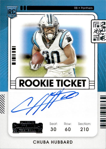 2021 Chuba Hubbard Panini Contenders ROOKIE TICKET AUTO AUTOGRAPH RC #134 Carolina Panthers