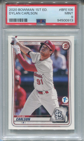2020 Dylan Carlson Bowman 1ST EDITION PSA 9 #BFE106 St. Louis Cardinals 0913