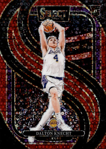 2024-25 Dalton Knecht Panini Select RED DISCO PREMIER LEVEL ROOKIE 46/49 RC #186 Los Angeles Lakers