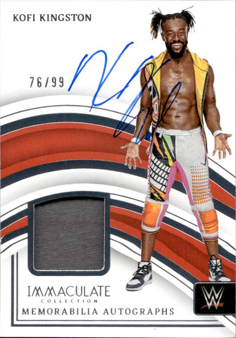 2023 Kofi Kingston Panini Immaculate Collection WWE SHIRT AUTO 78/99 AUTOGRAPH RELIC #MA-KKG Monday Night Raw