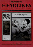 2025-26 Carter Bryant Panini Signature Series ROOKIE RED SIGNATURE HEADLINES 43/75 RC #16 San Antonio Spurs