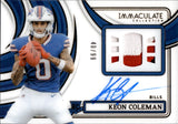 2024 Keon Coleman Panini Immaculate ROOKIE PATCH AUTO 40/99 AUTOGRAPH RELIC RC #NRPA-KCN Buffalo Bills