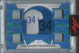 2025 Fernando Valenzuela Leaf Spectacular PLATINUM BLUE FOIL UNI4MITY QUAD JERSEY 3/4 RELIC #U-1 Los Angeles Dodgers