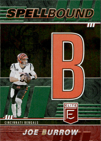 2022 Joe Burrow Donruss Elite GREEN SPELLBOUND LETTER B #SB-JB1 Cincinnati Bengals