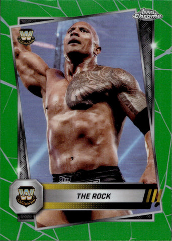 2025 The Rock Topps Chrome WWE GREEN REFRACTOR 14/99 #10 WWE Legend