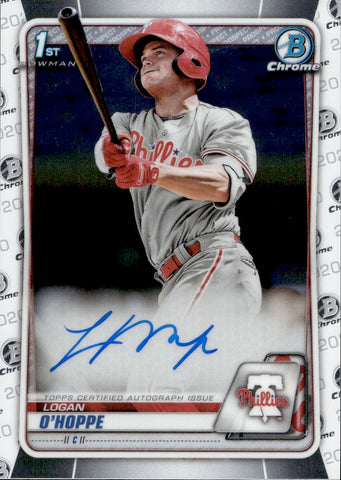 2020 Logan O'Hoppe Bowman Chrome 1ST BOWMAN PROSPECT AUTO AUTOGRAPH #CPA-LOH Philadelphia Phillies