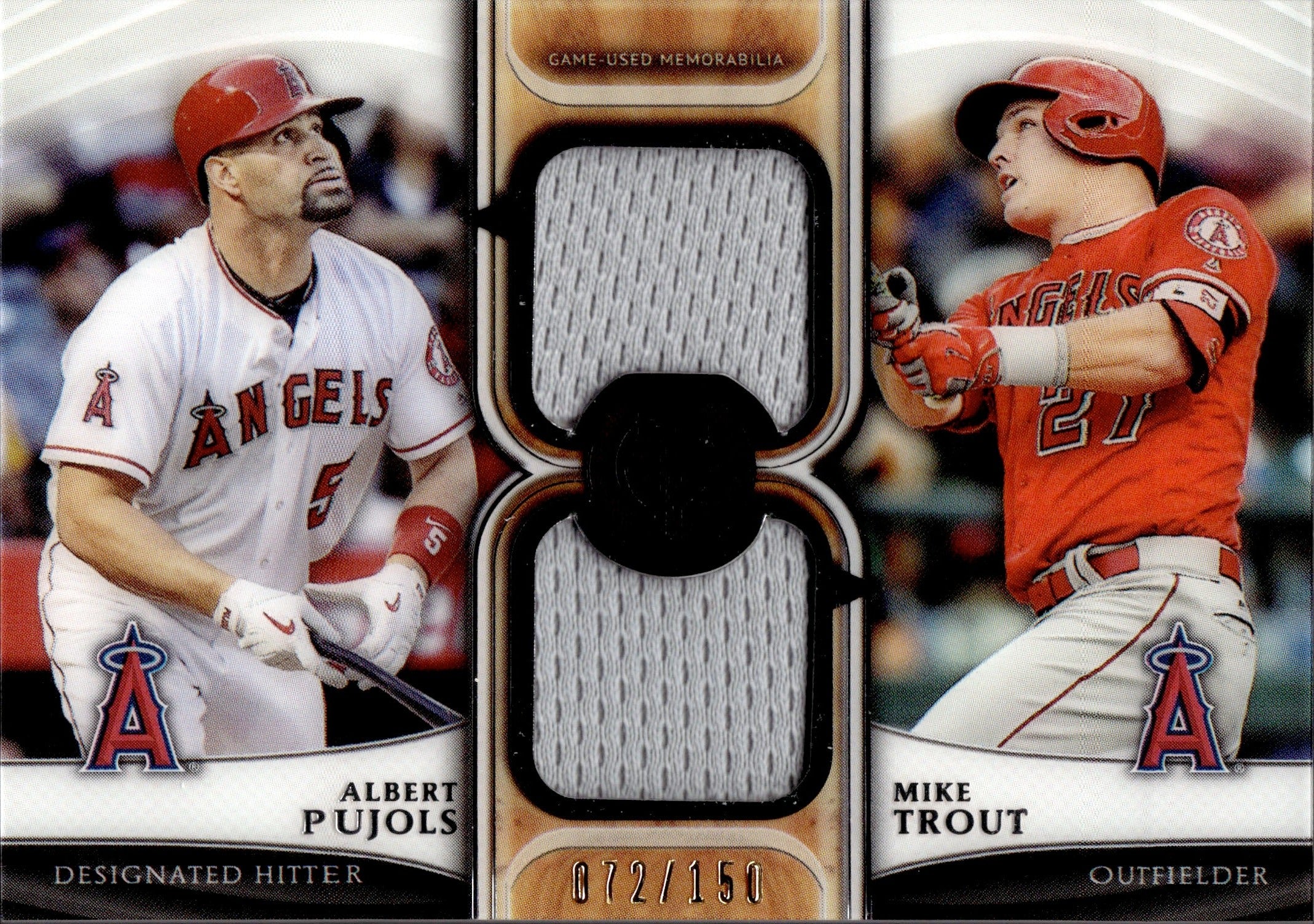 2018 Mike Trout Albert Pujols Topps Tribute DUAL JERSEY 072